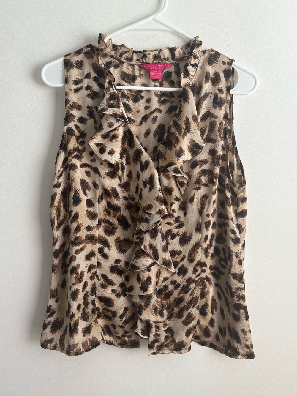 Sunny Leigh Leopard Print Ruffle Camisole - Cream/Brown